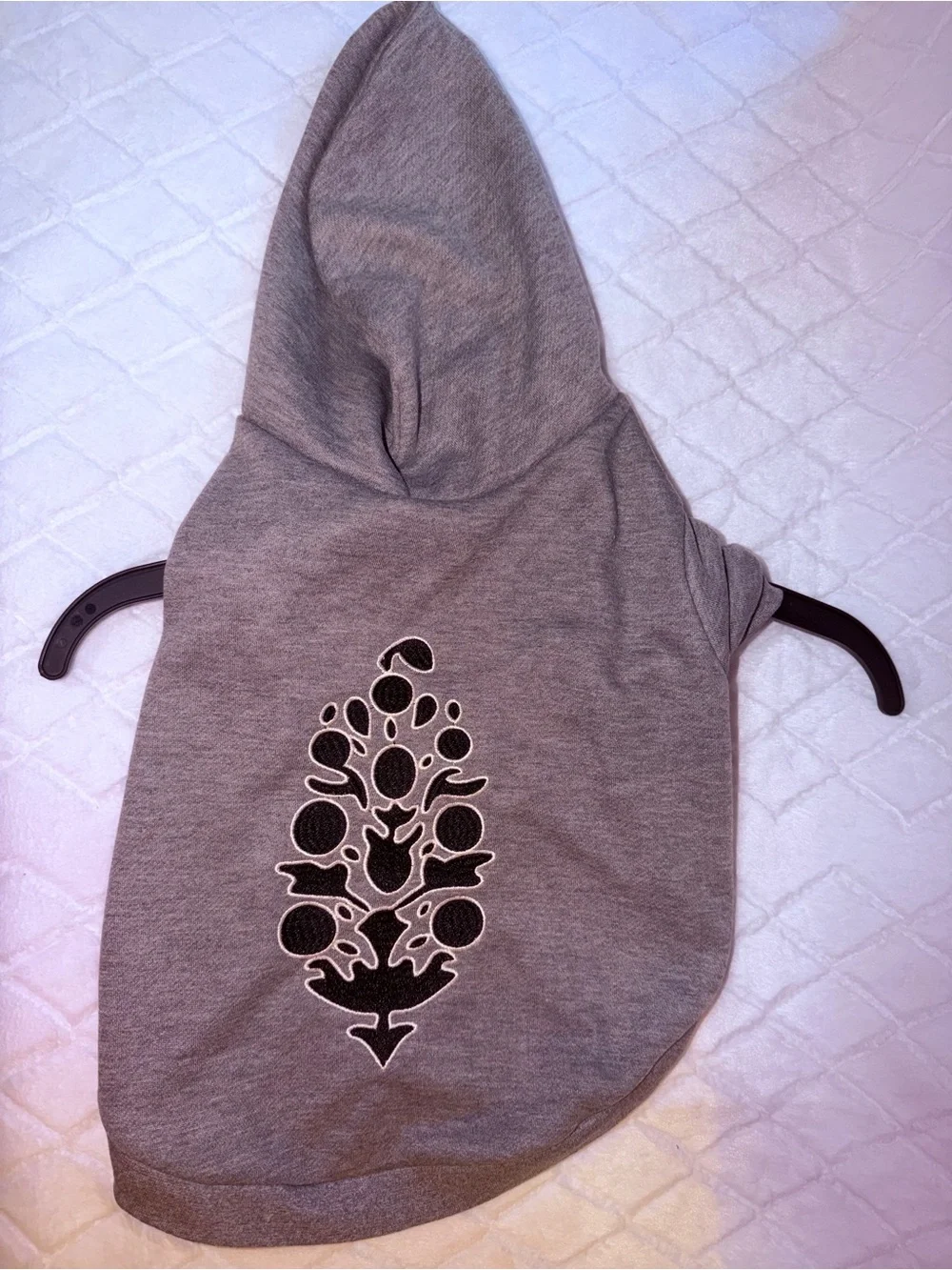 Free People Grey Pet Hoodie with Black Graphic Detail